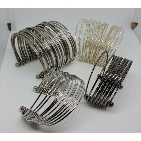 BUNDLE lot 4 wide layered bracelet look cuff bracelets trendy statement - Picture 1 of 1